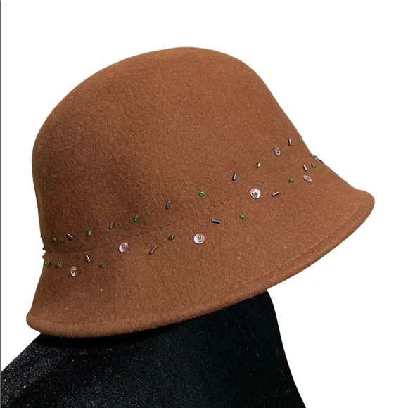 Brown Wool Hat Alessandra Bacci Firenze Made in Italy 100% wool - Picture 3 of 9